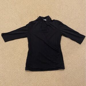 Lotuswear Black 3/4 Length Sleeve Wrap style look Top Size S